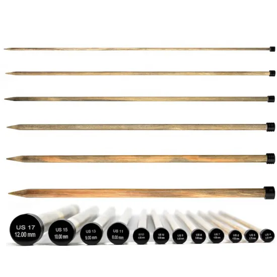 10in Straight Knitting Needles - Driftwood - Click Image to Close