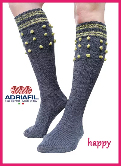 Calzasocks - "Happy" knee high socks with bobbles - Click Image to Close