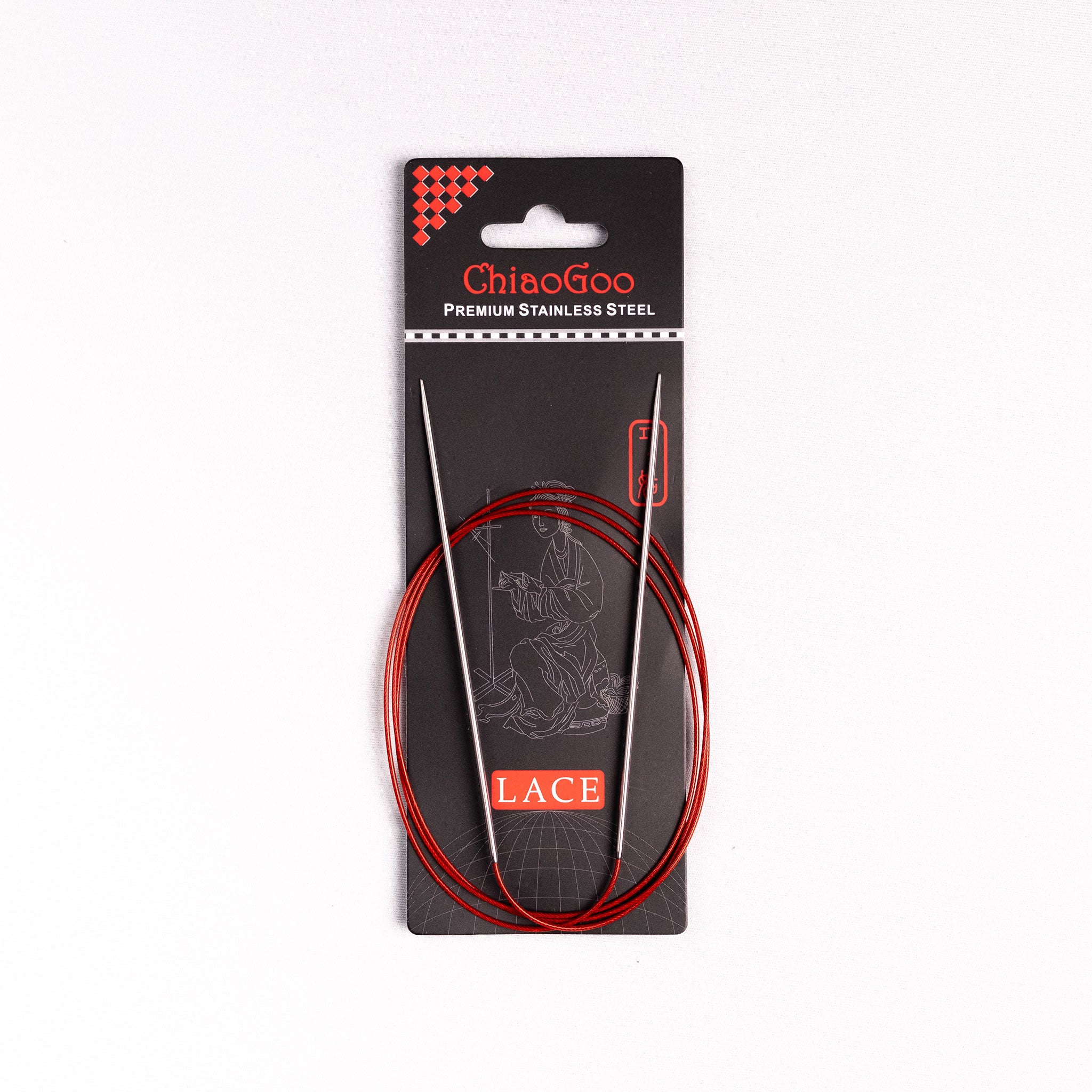 ChiaoGoo lace knitting needles in packaging on a white background