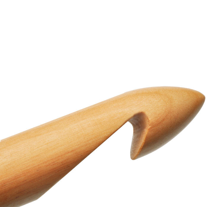 Close up of ChiaoGoo inline crochet hook "hook"