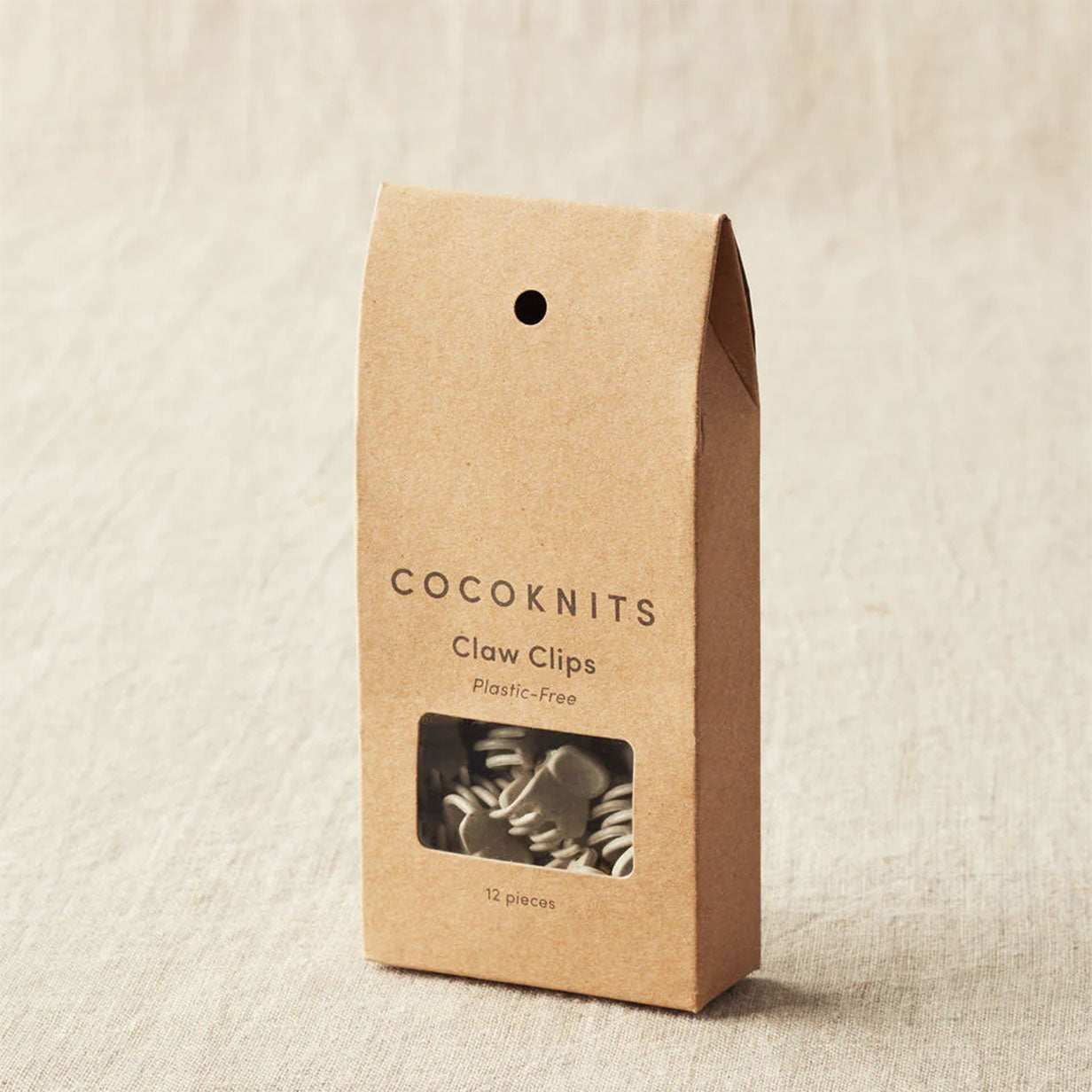 Cocoknits claw clips in kraft coloured packaging