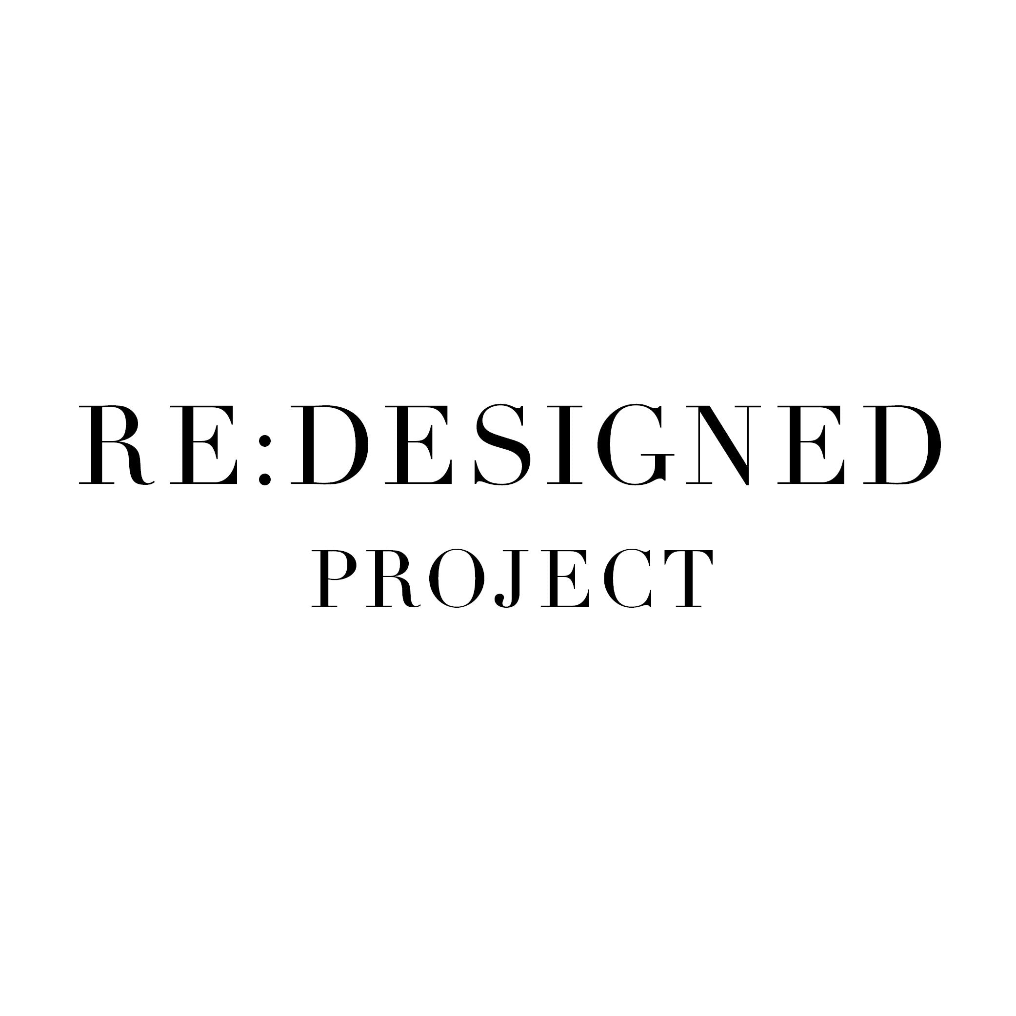 RE:DESIGNED PROJECT logo black upper case serif font on white background