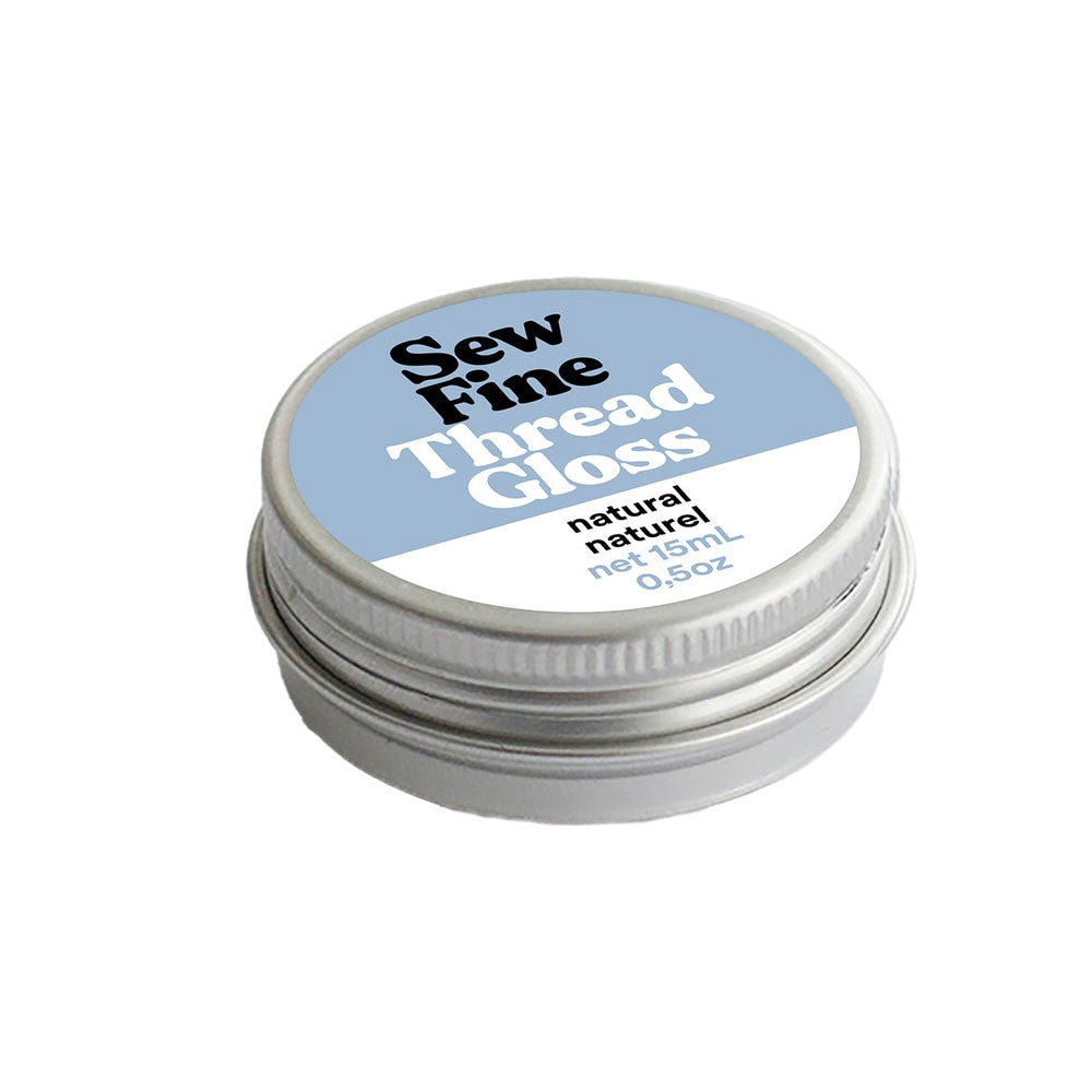 Sew Fine Thread Gloss - Natural tin with blue label on a white background