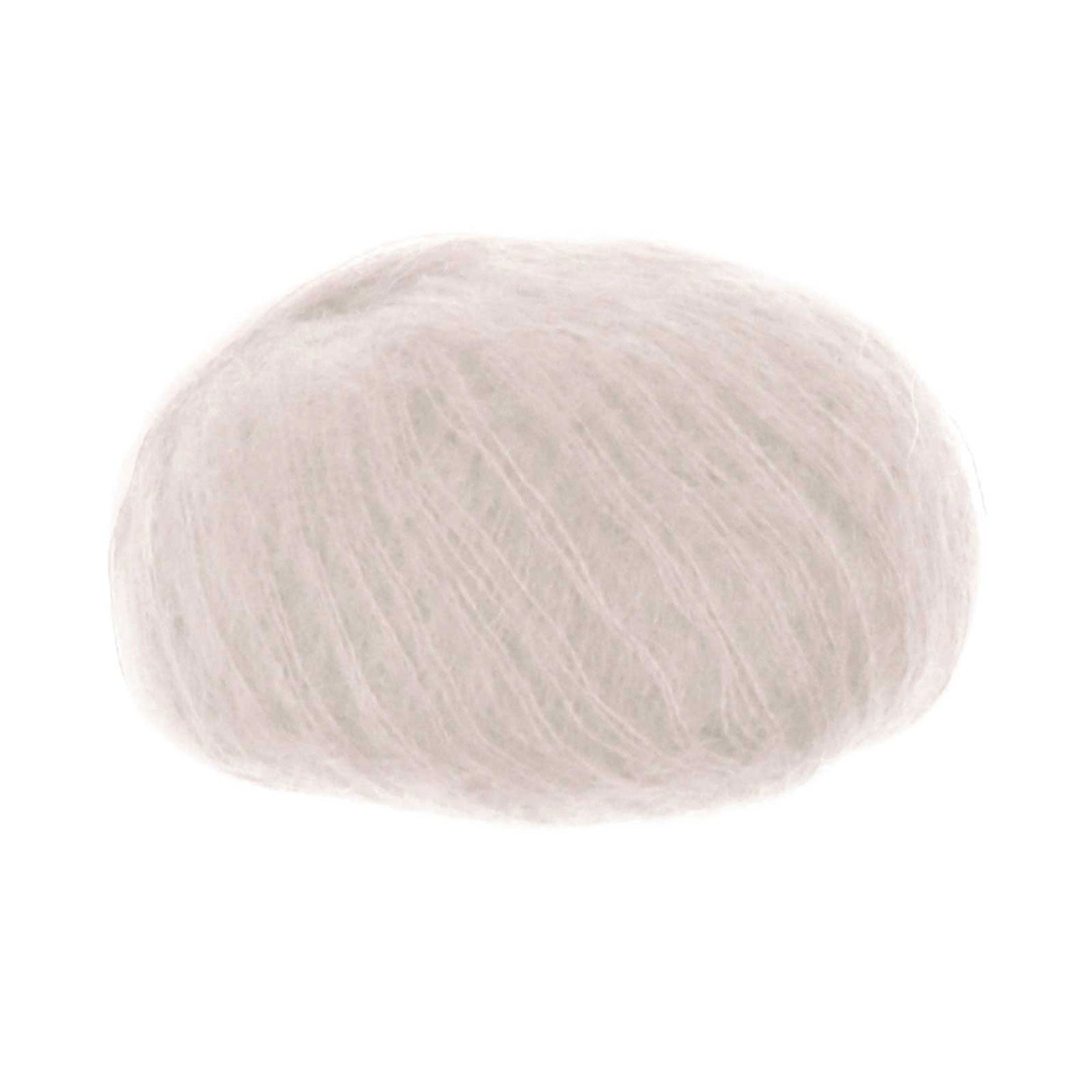 A ball of silk mohair yarn in shade sand
