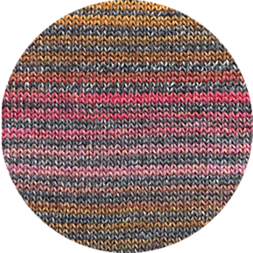 Multicolored knitted striped fabric swatch on a white background