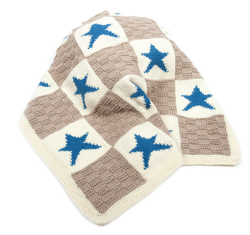 Hearts and Stars Motif Blanket Knitting Kit - Click Image to Close
