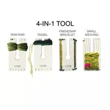 Loome Pom Pom Starter Set | 4-in-1 tool | trim guide | string for tying | reusable | gift | stocking filler - Click Image to Close