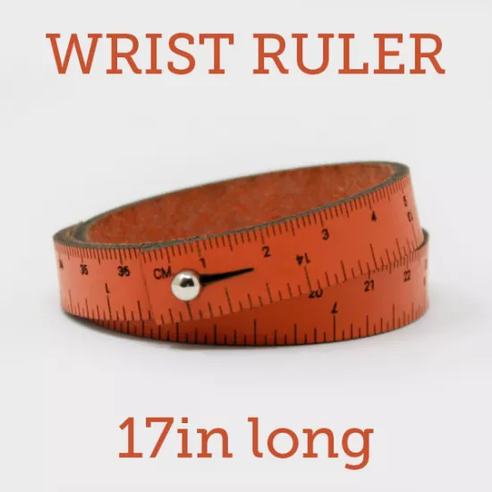 WRIST RULER | Leather Tape Measure Bracelet 17in long - Click Image to Close