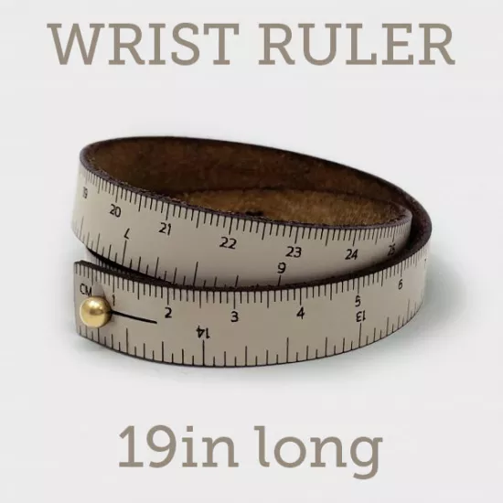 WRIST RULER | Leather Tape Measure Bracelet 19in long - Click Image to Close