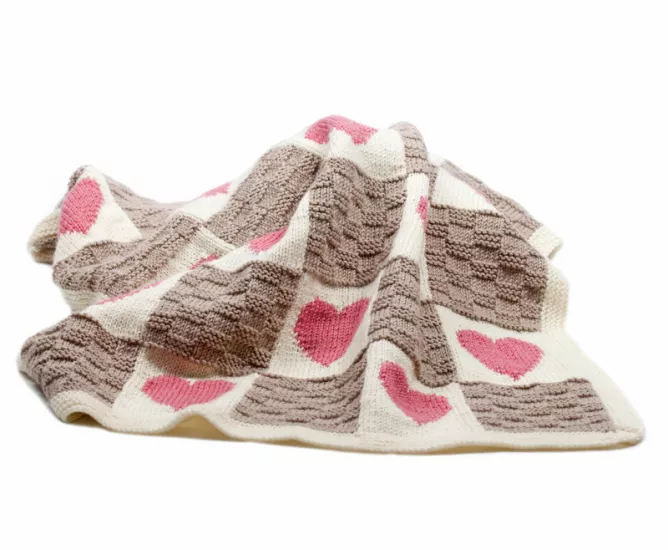 Hearts and Stars Motif Blanket Knitting Kit - Click Image to Close