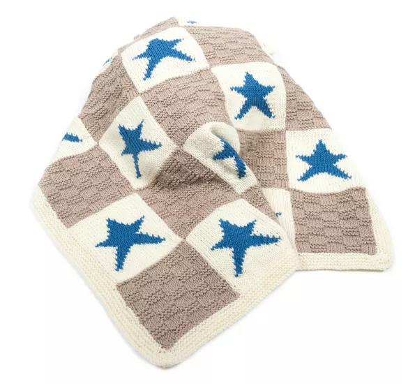 Hearts and Stars Motif Blanket Knitting Kit - Click Image to Close