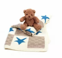 Hearts and Stars Motif Blanket Knitting Kit