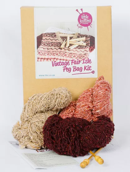 Vintage Fair Isle Peg Bag Knitting Kit - Click Image to Close