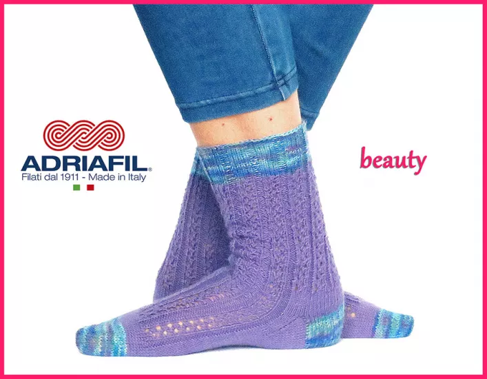 Calzasocks - "Beauty" lace ribbed socks - Click Image to Close