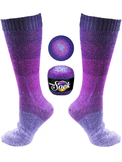 Painted Sock - #104 Violet Hill - Click Image to Close