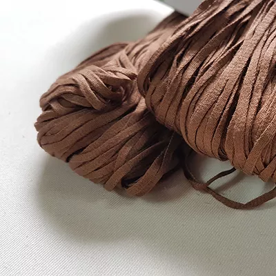 100% Cotton Tape Yarn - rich brown 50g - Click Image to Close