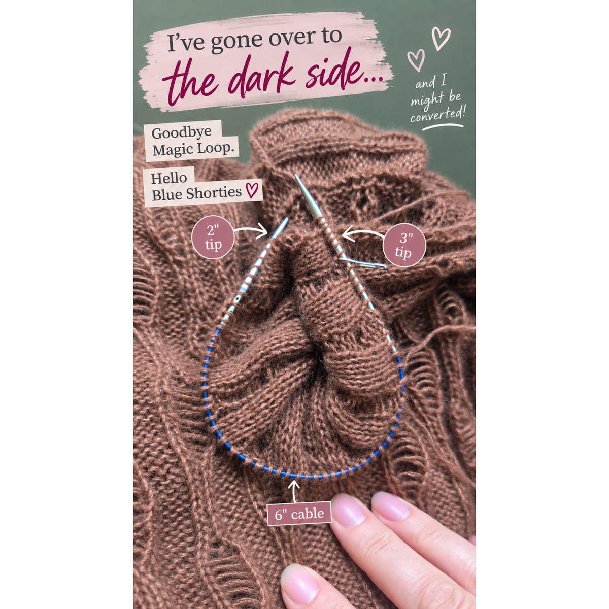 ChiaoGoo TWIST Blue Shorties Set | 2in and 3in Small Interchangeable Knitting Needles