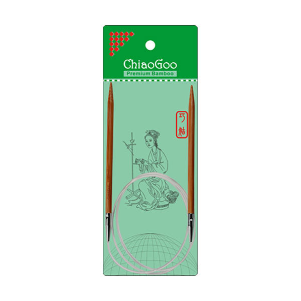 ChiaoGoo 40in (100cm) long premium bamboo circular knitting needle in green packaging