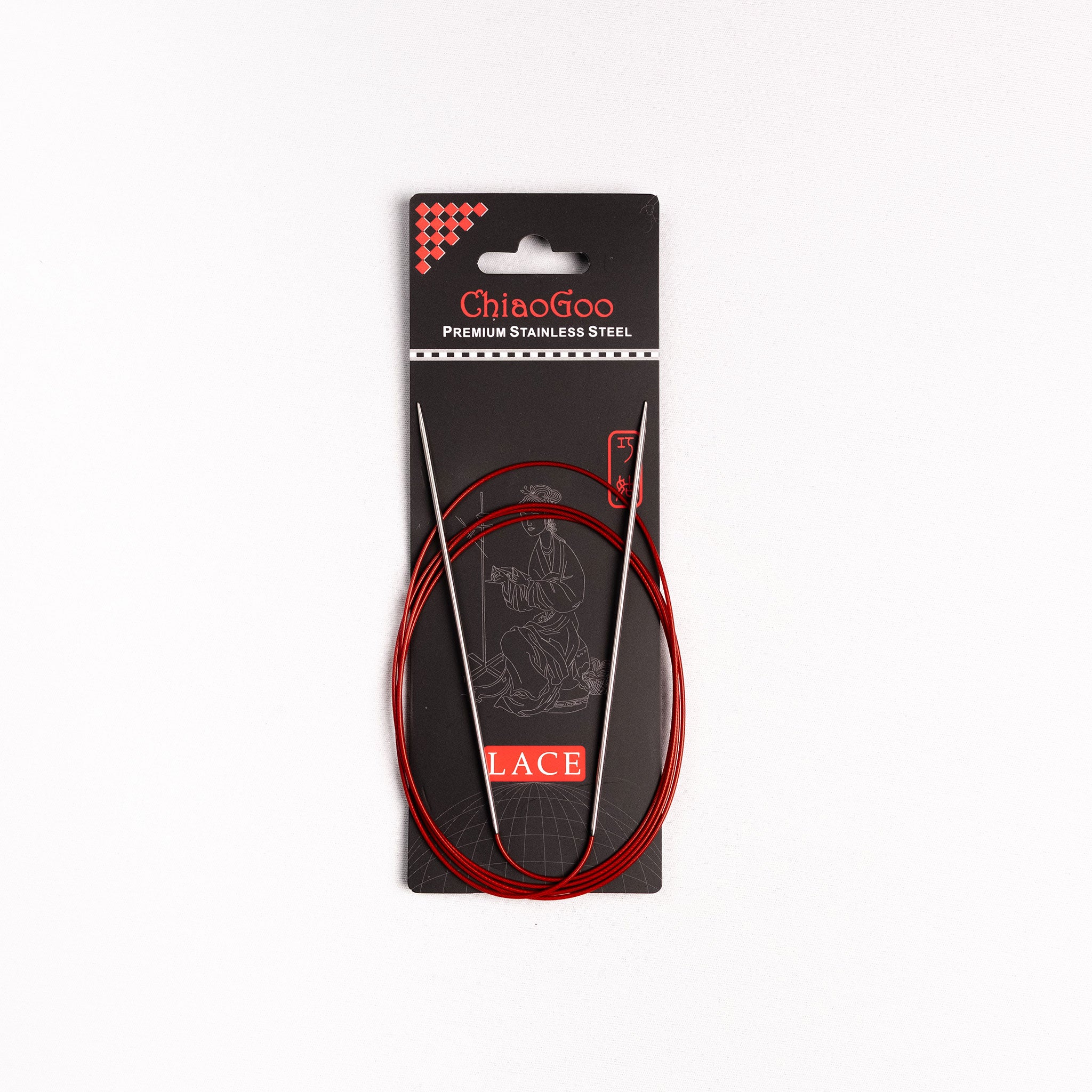 ChiaoGoo lace knitting needles in packaging on a white background