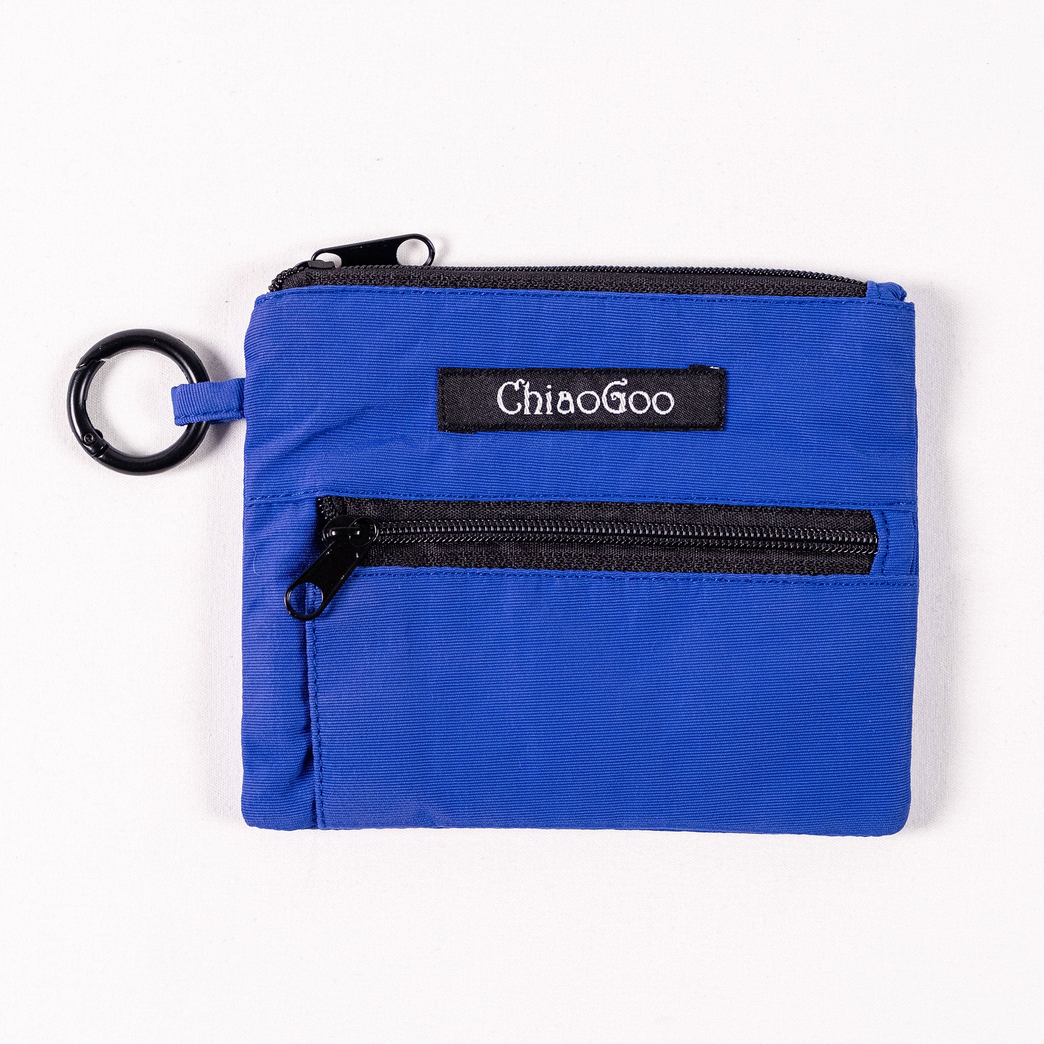 Blue pouch with black zipper and ChiaoGoo branding on a white background