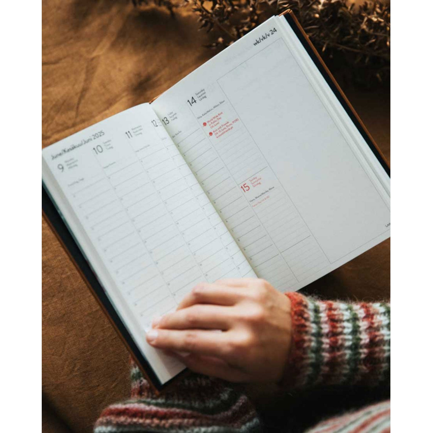 Page open in year planner showing week 24