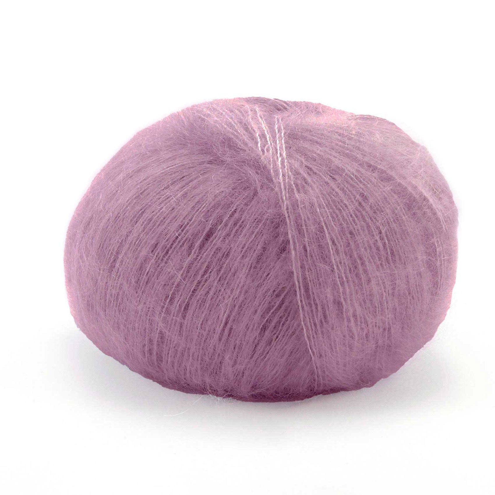A ball of yarn on a white background in a lilac shade