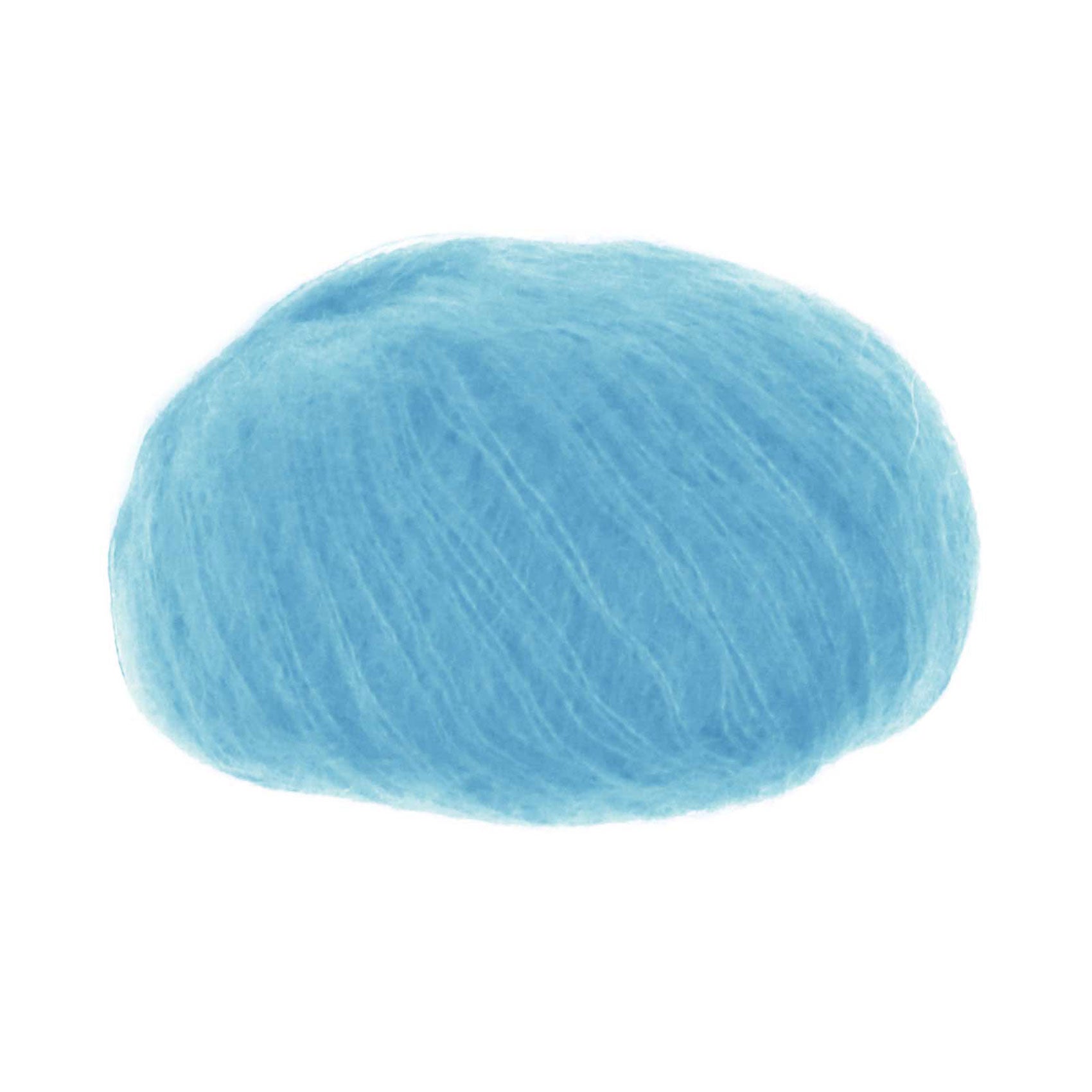 A ball of Lana Gatto Silk Mohair yarn in shade cyan
