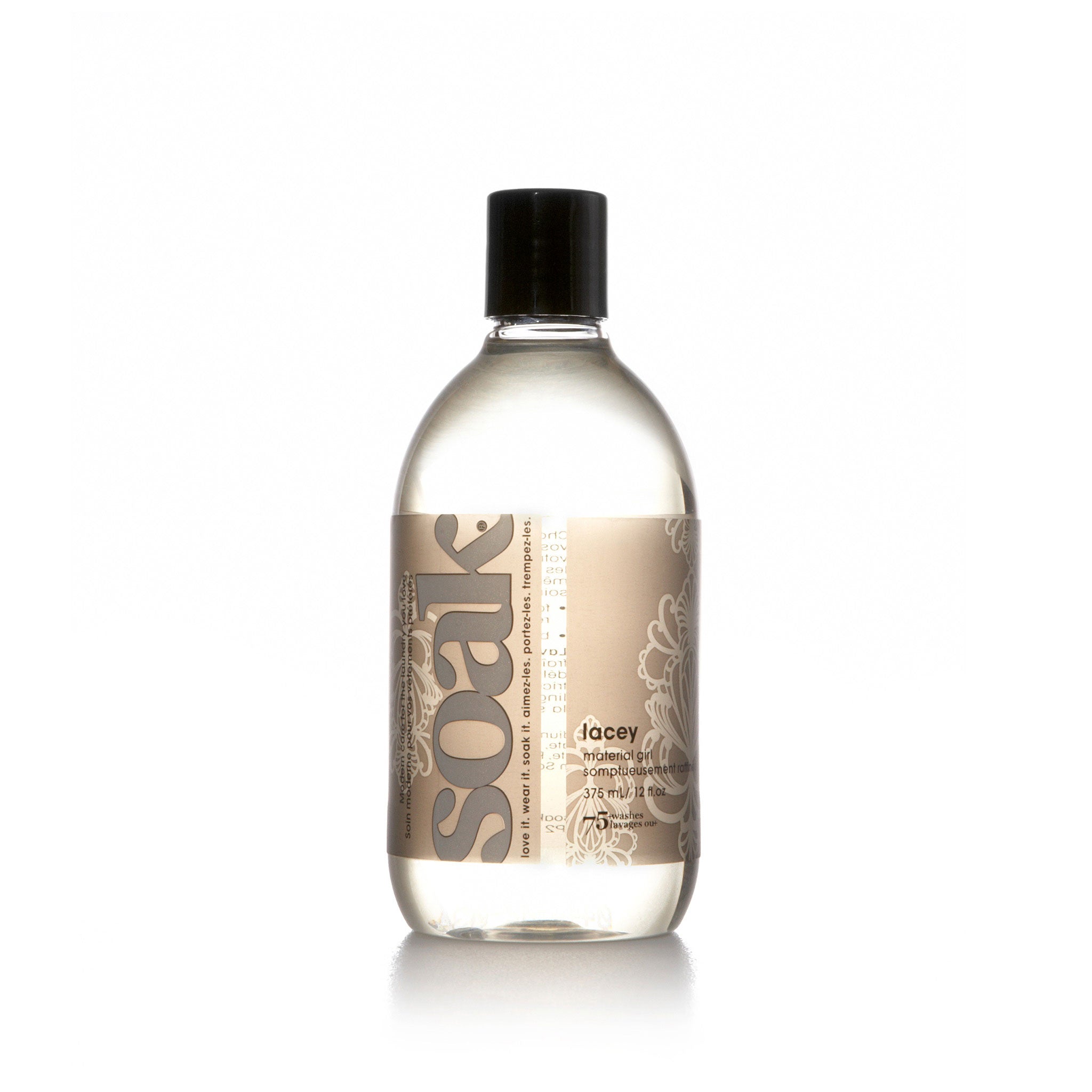 Bottle of 375ml lacey fragrance Soak laundry detergent, grey label