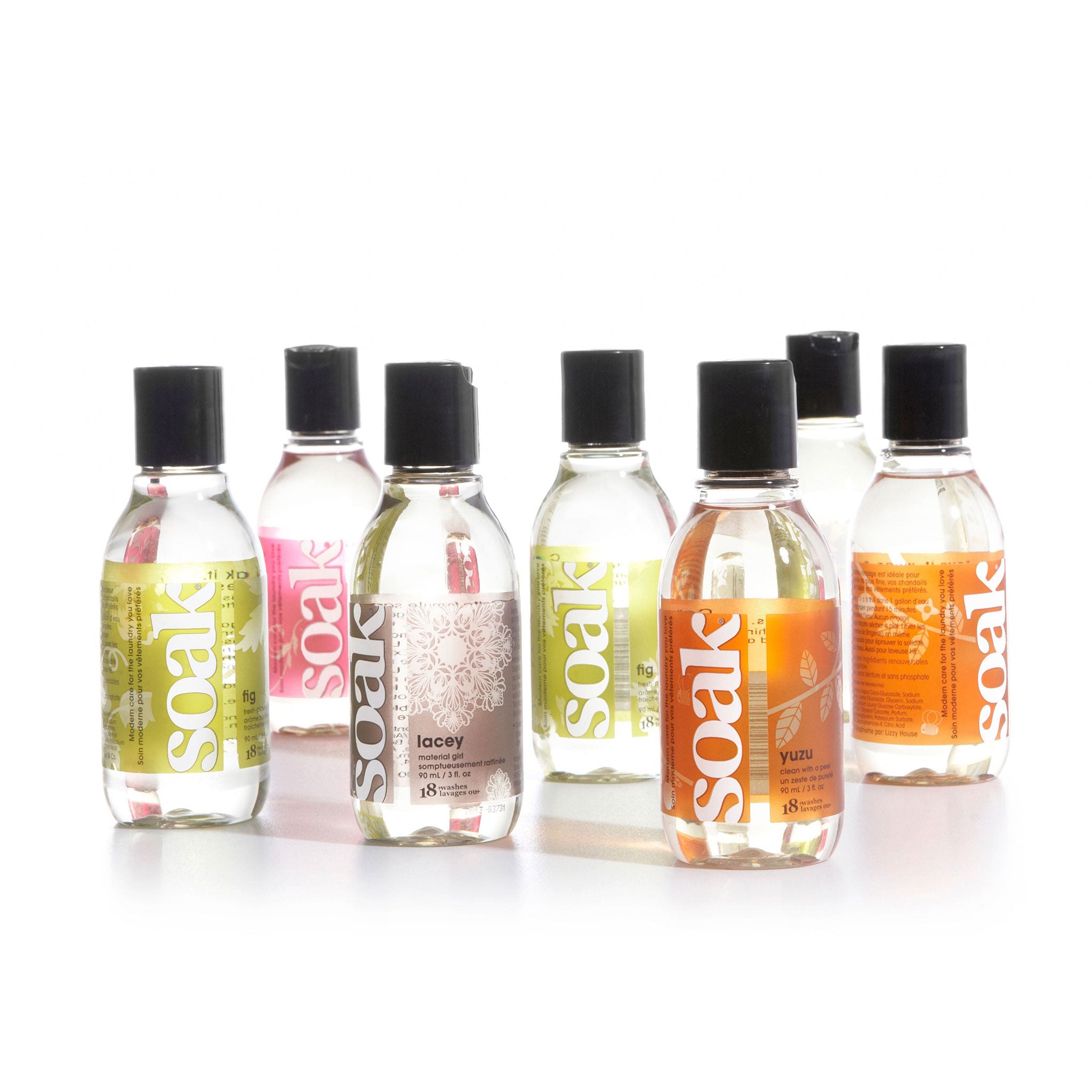 Set of Soak 90ml (3oz) bottles on a white background