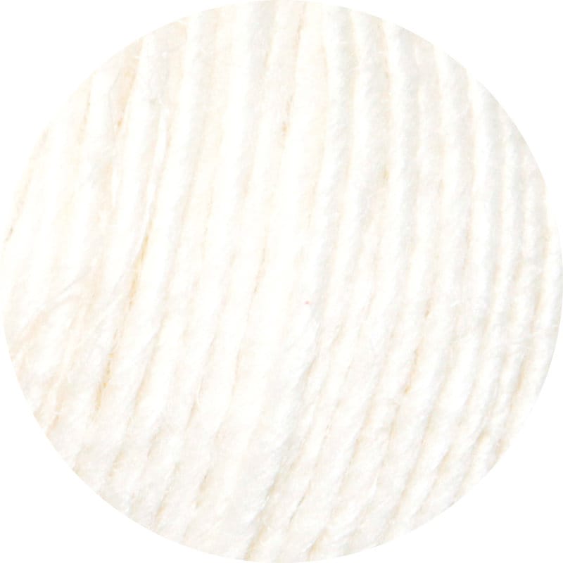 Close-up of WoCa 80 cream yarn with a white background