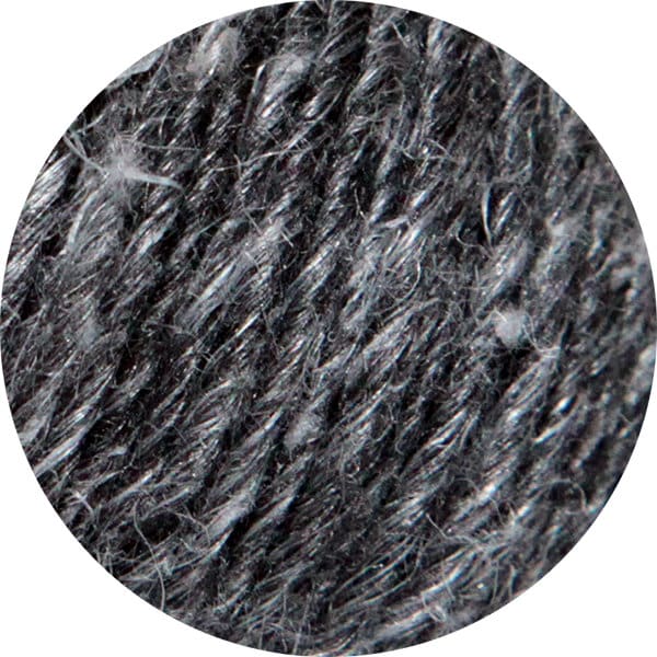 Close-up of WoCa 89 grey black yarn with a white background