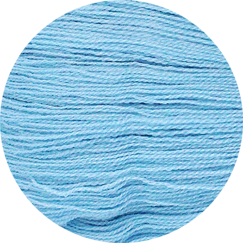 Close-up of light blue yarn on a white background