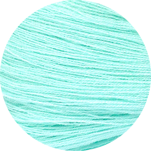 Close-up of aqua blue green yarn on a white background